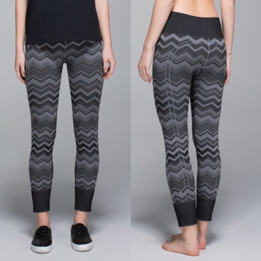 Lululemon Ebb To Street Pant/Leggings- Size 8- Heathered Slate Chevron